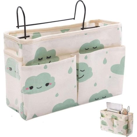 Organisateur de lit mezzanine, sac de rangement suspendu pour lit mezzanine, pochette de rangement suspendue pour table de chevet de lit mezzanine, pochette de table de chevet pour livre, magazine, té (1/5)