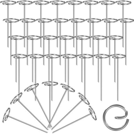 Agrafes de jardin galvanisées antirouille, piquets annulaires pour aménagement paysager, piquets pour toile de paillage, hauteur 20,36 cm, lot de 50 (1/5)