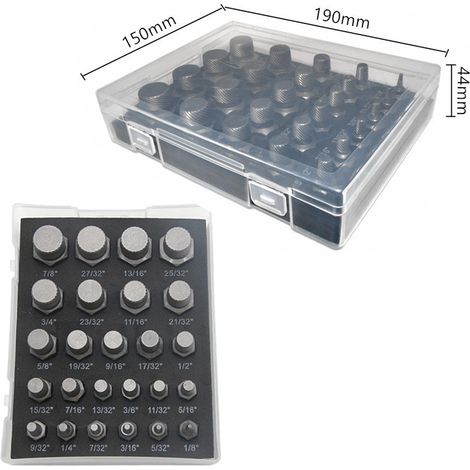 Beschädigte Schrauben-Extraktor 25-teilig - Set zum Entfernen von abgenutzten, gestreiften oder beschädigten Schrauben und Bolzen mit sechskantigem Kopf (Imperial), in silberner transparenter Box-lsw