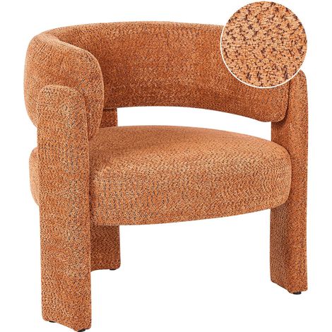 Poltrona imbottita in ciniglia con schienale curvo stile scandinavo moderno arancione Burea (1/5)