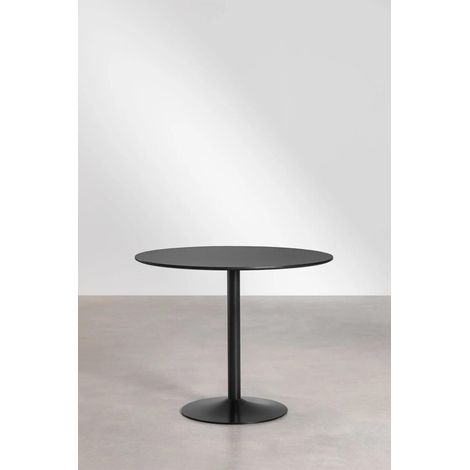 ORION91® Round Dining Table with Lacquered Black Top (Ø90x74 cm), MDF and Metal Base, Modern Nordic Design for Home, Kitchen, or Office Use, Seats 2, Stylish and Functional (1/5)