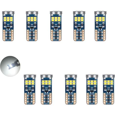 10 Stück W5W T10 194 6500K LED-Lampen (Weiß), T10 LED-Lampe, Canbus-fehlerfrei, 12 V DC, 396 lm, 18 SMD 2016 Chips, 168 LEDs, nicht polarisiertes Design, Fahrzeuginnenbeleuchtung, Deckenleuchte