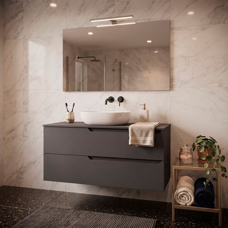Kibath Conjunto baño+LED+Espejo VICTORIA 100x45 grafito 2c sobrec (1/5)