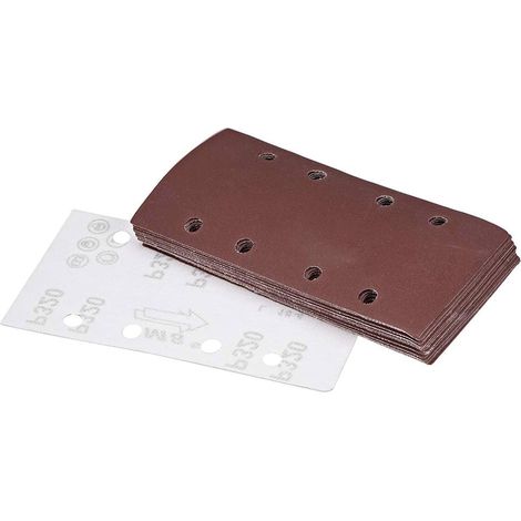 15 Feuilles Abrasives Grain 320, 18,5 x 9,1 cm, 8 Trous Auto-Agriffantes, Papier de Verre pour Ponceuse 1/3, Oxyde d'Aluminium pour Ponçage Bois et Métal (1/5)