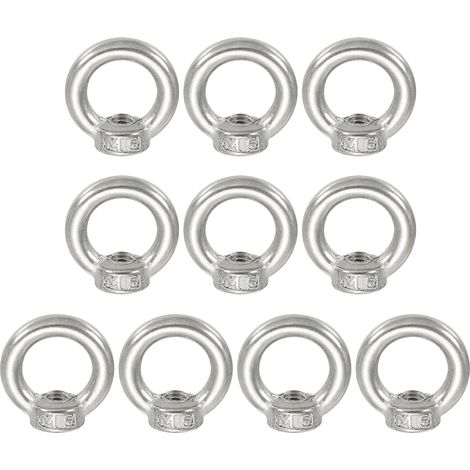 Écrou à Œil de Levage M5, 10Pcs Écrous Filetés Femelles en Acier Inoxydable 304, Anneau Métrique à Épaulement pour la Marine (1/5)