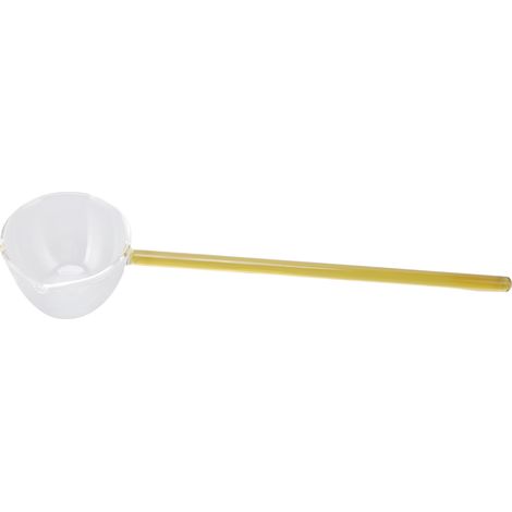 Hitzebeständiger Glaslöffel, langer, eleganter Griff, gelb, ideal zum Kochen, für Getränke, Milch, Suppe, Influencer, Geschenk. (1/5)