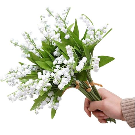 Lot 12 tiges muguet artificiel blanc, fleurs de printemps pour bouquet mariée et décoration mariage (1/5)