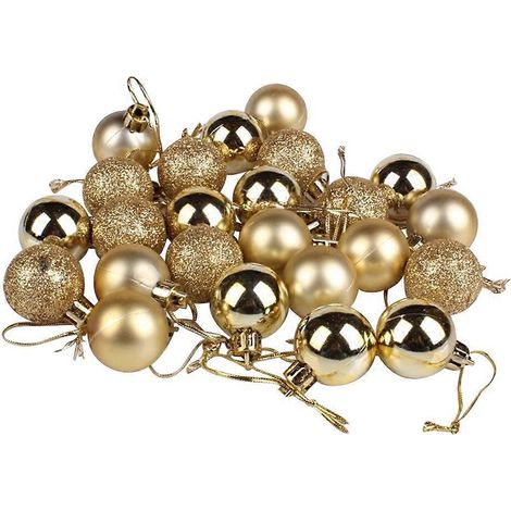 24 boules dorées de Noël pour décorer un sapin, idéal pour les fêtes, les mariages et autres événements.