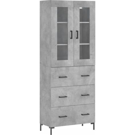 Credenza cassettiera cassettiera mobile contenitore organizer cucina soggiorno soggiorno alto 69,5 x 34 x 180 cm derivati del legno grigio 020034631