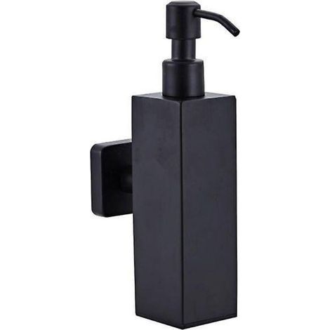 200ml Wall Mounted Shower Bottle Pump Stainless Steel Shampoo Dispenser Black (Square Wall Mounted) (1/5)