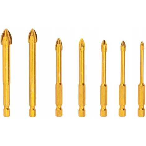 Forets pour verre et céramique, carbure de tungstène, lot de 7 (1/5)