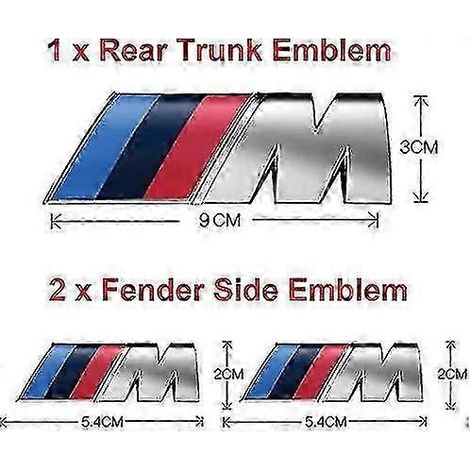 Lot de 3 autocollants de remplacement pour emblème d'aile avant BMW M, logo et logo de carte de sport (1/4)