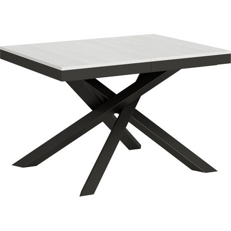 Tavolo allungabile 120/380x90 cm Volantis Evolution bianco frassino telaio e gambe antracite