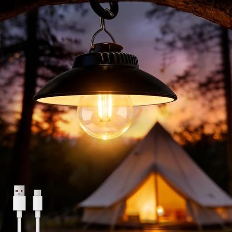 Lanterne Camping, Lampe Camping LED Portable, 2 Modes, IPX4, Lampe de Tente pour Pêche, Randonnée, Coupure de Courant, Urgence (Blanc) (1/5)