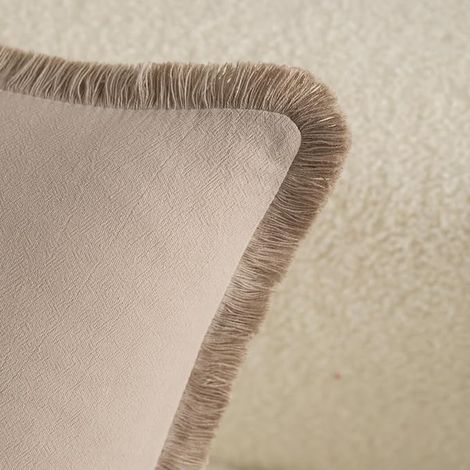 Set Plain Cotton Fringed Throw Pillow Covers Decorative Boho Chic Cushion Cover Sofa Bedroom Living Room Taupe 40 x 40 cm (1/3)