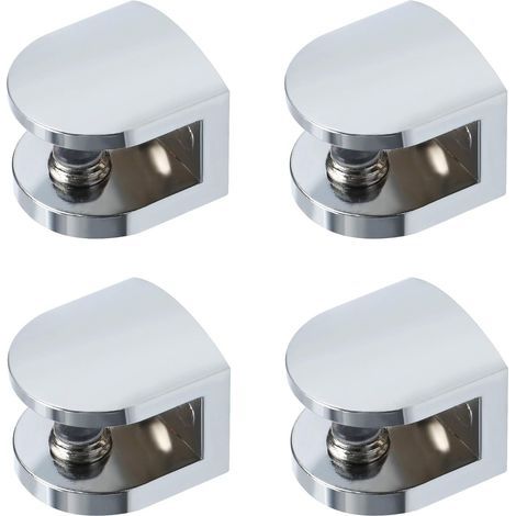 Supporto per Ripiano in Vetro Regolabile da 7 a 9 mm, Supporto per Mensola a Parete con Fissaggio a Vite in Lega di Zinco, Finitura Cromata Lucida, 4 Pezzi, EBL1012-4P (1/4)