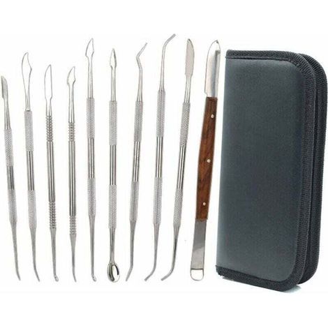 Lot De 10 Outils De Sculpture À La Cire En Acier Inoxydable Pour Argile Et Poterie Kit DIY Avec Étui De Transport (1/5)