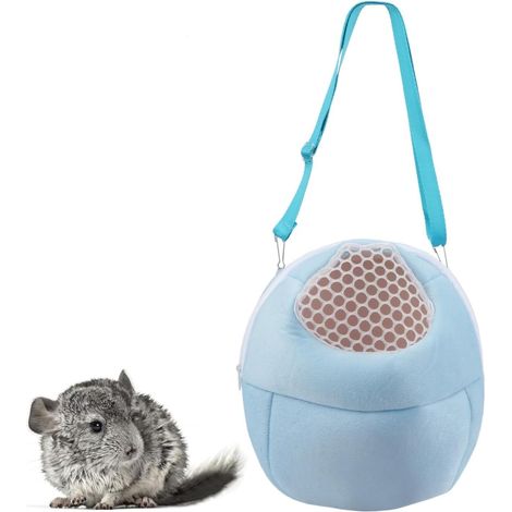Pet Carrier Backpack for Small Animals, Travel Handbag for Cat, Puppy, Guinea Pig, Hedgehog, Hamster (Blue, S) (1/3)