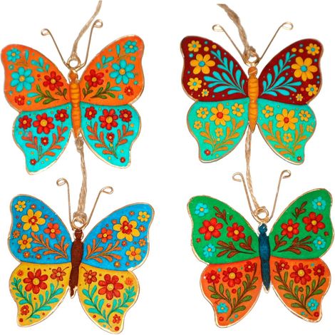 Pendentif papillon décoratif en métal pour la maison - Lot de 4 pièces colorées (1/5)