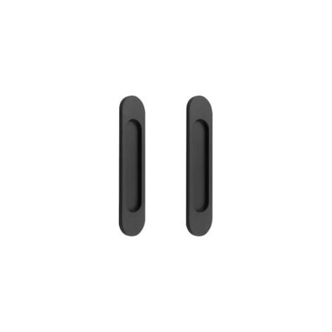 2 poignées de porte coulissantes ovales auto-adhésives en alliage d'aluminium noir mat sans perforation pour portes coulissantes, fenêtres d'armoires180mm (1/4)