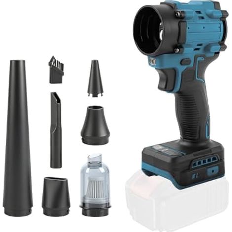 Souffleur à poussière sans fil pour Makita 18V, aspirateur à main sans balai 2 en 1 à 85000 tr/min avec vitesse réglable et 5 buses pour voiture, maison, bureau, cuisine (sans batterie) (Bleu, pour (1/5)
