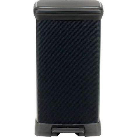 CURVER Decobin Poubelle a pédale rectangulaire - 50 L - Noir carbone (1/5)