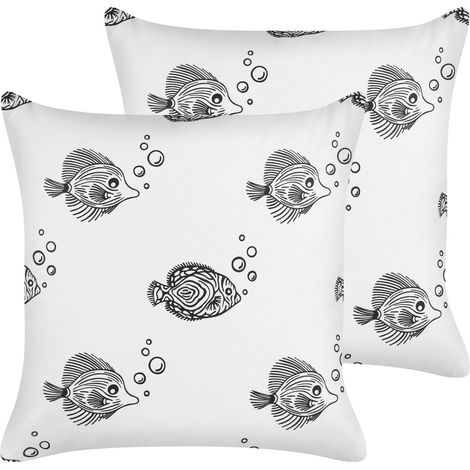 Dekokissen 2er Set TWEEDIA Baumwolle 45 x 45 cm Weiß