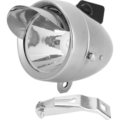 Phare de vélo vintage rétro vélo lumière LED sécurité de conduite de nuit lampe frontale avant accessoires de cyclismeArgent