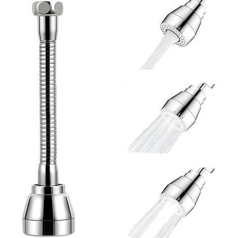 Rallonge de robinet pivotante à 360°, aérateur de cuisine, douchette d'évier, buse en laiton, 3 modes, anti-éclaboussures, adaptateur flexible, compatible avec la plupart des robinets (1/5)