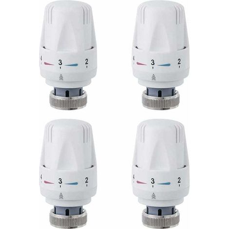 Tête thermostatique M30 x 1,5 – Lot de 4 pièces – Fonction antigel – Réglage de température 6-28°C – Installation rapide