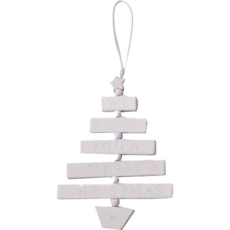 pendentif décoratif en forme de lettre, en bois, pour sapin de Noël (blanc).-11.517cm-White
