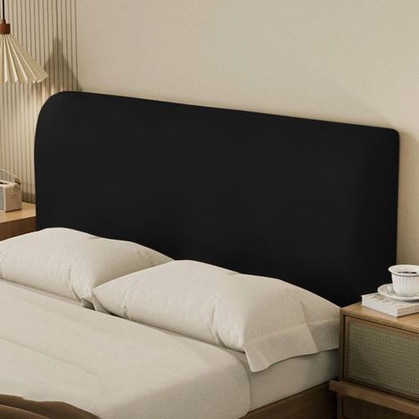 Housse de Tête de Lit Extensible, pour Tête de Lit de 170 à 190 cm, Protège Tête de Lit Lavable, Protection Tête de Lit AntiPoussière, Housse de Coussin Tete de Lit Noire, pour Hôtel Maison (1/5)