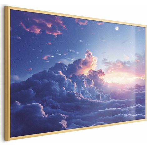 Plakat – Nachtkonzert in den Bergen: Wolken, erleuchtet von den letzten Sonnenstrahlen (1/4)