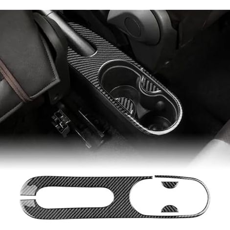 KUNGKIC Pour FIAT 500 2011-2023 Abarth 595 2012-2023 Panneau de frein à main de voiture Cadre de tasse d'eau Porte-gobelet Autocollant en fibre de carbone Accessoires décoratifs d'intérieur Cadeau (1/4)