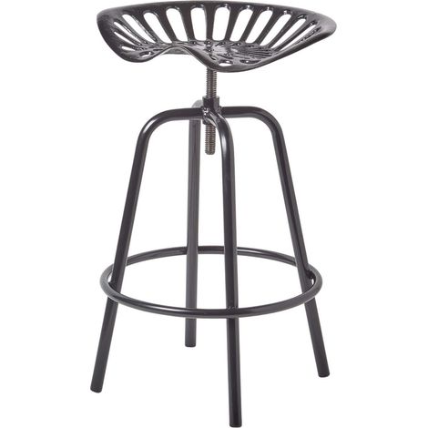 HOMESCAPES Vintage Barhocker Traktorsitz höhenverstellbar, 74cm - Schwarz