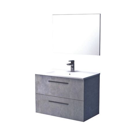ONDEE ZEN - Meuble de salle de bain à poser ARUBA - 80cm - Ciment - Mélaminé - Livré en kit (1/5)