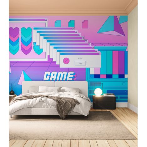 Papier Peint Retro Gaming - Game Not Over - 150 x 250 cm (1/2)