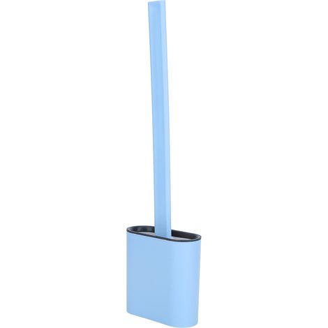 Brosse de toilette murale à long manche avec support, ensemble de brosses de nettoyage pour accessoires de salle de bain, bleu (1/5)