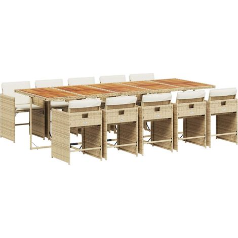 Maison Exclusive - Set da Pranzo da Giardino 11 pz con Cuscini Beige in Polyrattan