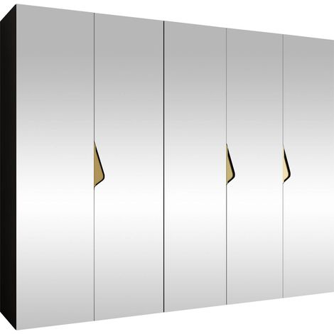 Armario Hartford 631, Negro, 202x250x52cm, Puertas de armario: Con bisagras, Número de estantes: 0 (1/5)
