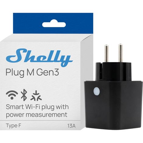 Shelly Plug M Gen3 Prise Intelligente Commutée Noire