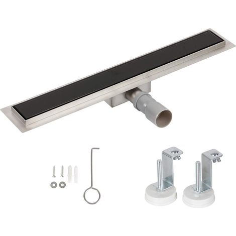 Bc-elec - HFD-G-80 Edelstahl Duschrinne 80cm schwarzes Glas, h�henverstellbar 67-92mm