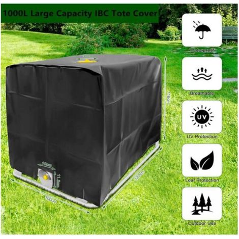 Bache pour Cuve 1000L IBC - Bache Cuve 1000L Anti-UV Anti-Poussière Anti-Pluie Tissu Oxford Bache (Noir 120 x 100 x 116 cm) (1/5)