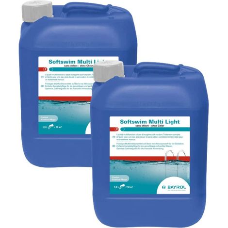 Bayrol – Pack de 2 Softswim Multi Light désinfectant oxygène actif 10 kg – Lutte contre algues – Efficace à pH élevé – Respectueux des surfaces