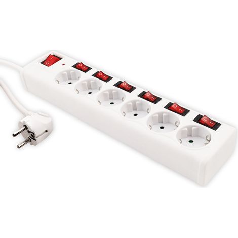 MCPOWER Multiprise, 6 prises, avec commutation individuelle, blanc (1/2)