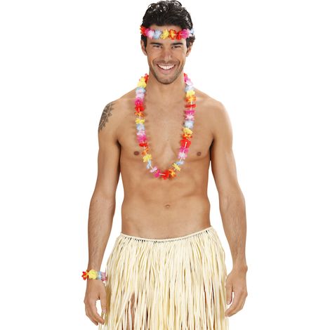 Hawaiianisches Kranz-Halsketten-Armband-Blumen-Set (1/3)