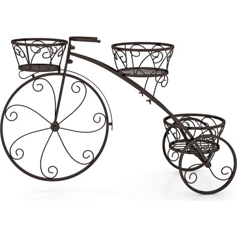 Metal Plant Stand with Bicycle Design, 3-Tier Basket Holder