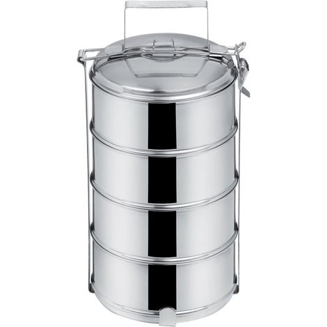Pratico portapranzo con 4 contenitori in acciaio inox