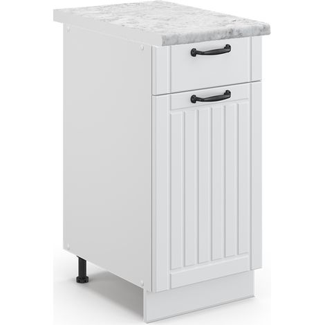 Mobiletto base per cucina Fame-Line, Bianco rustico, 40 cm , PL Marmo, Vicco