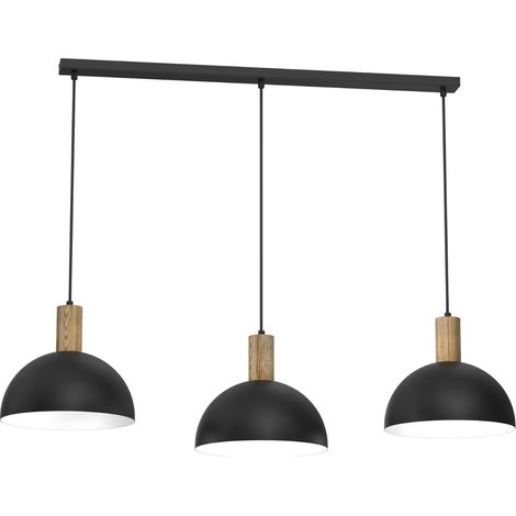 Suspension Handa Luminex noire mat bois 3xE27 114cm